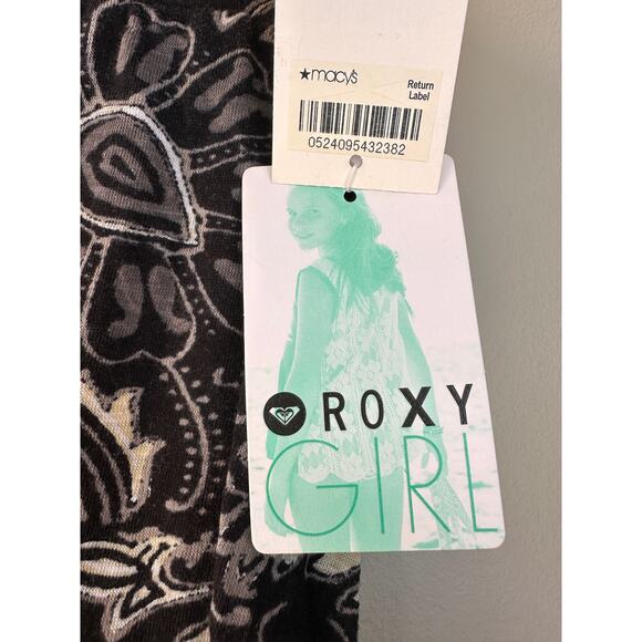 Roxy Women’s Sz: M Elastic Waist Black Cream Floral Printed High-Low Skirt - Picture 4 of 6